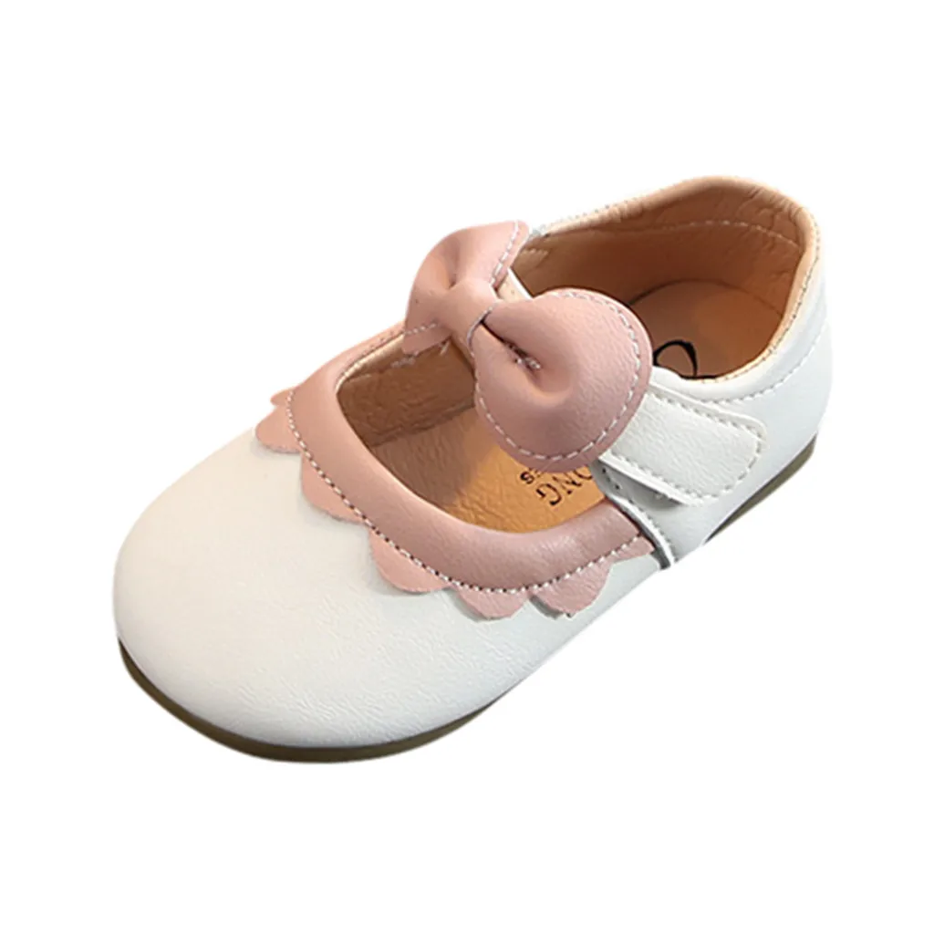 Дети детская обувь для девочек; обувь принцессы; Однотонная повседневная обувь тонкие туфли мягкая подошва, с бантом модные противоскользящие обувь для девочек - Цвет: Бежевый