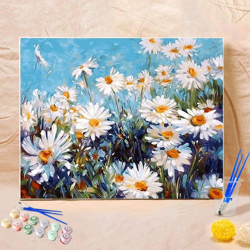 Diy Набор для рисования по номерам Красочный цветочный узор ручная роспись маслом