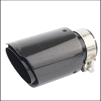 

AK Plain Weave Glossy Carbon Car Exhaust System Muffler Tip Tail Pipes Universal Straight Black Stainless Steel FOR Bmw E46 Mk7