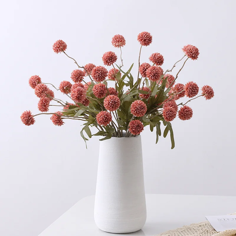 

Simulation of 5 Heads Dandelion Silk Flowers for Home Decoration Wedding Photography Props Autumn Onion Ball Fake Flowers Branch