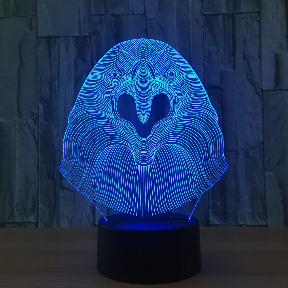 

Eagle Head 7 Color Lamp 3d Visual Led Night Lights For Kids Touch Usb Table Lampara Lampe Baby Sleeping Nightlight Cute Light