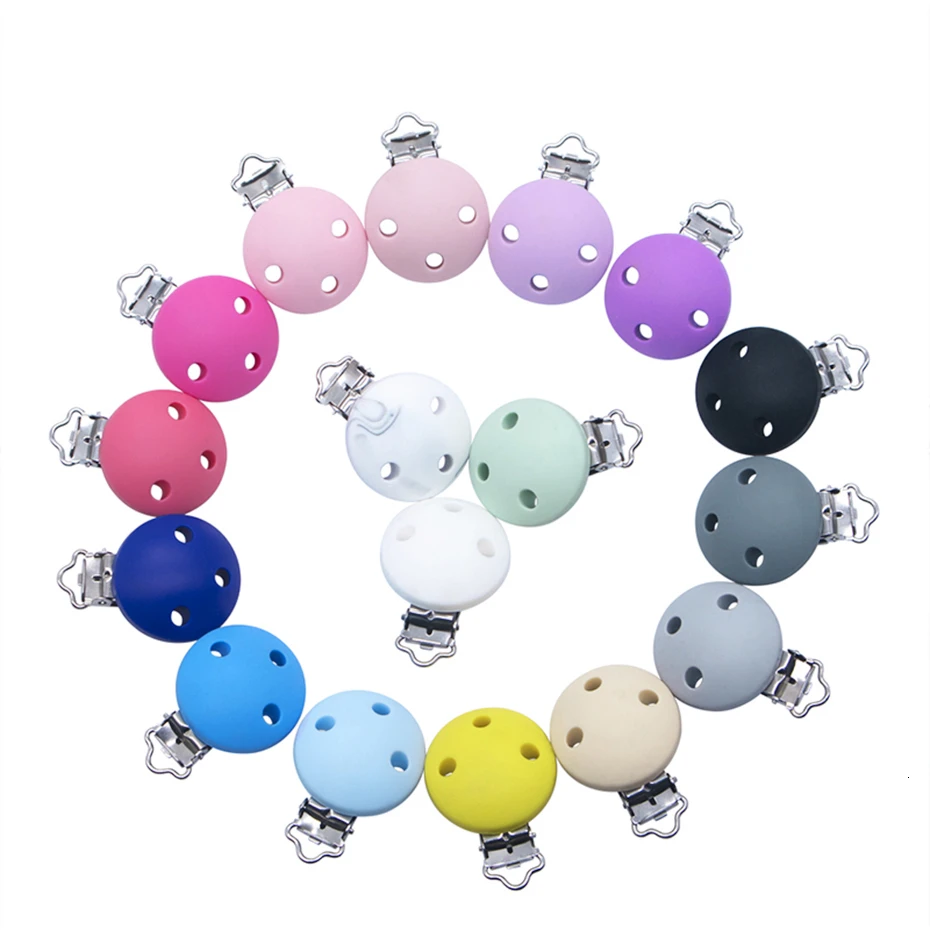 

3pc Round Shaped Silicone Pacifier Clip Food Grade Silicone Baby Teether Teething Accessories Clip Nipple Toy DIY Dummy Holder
