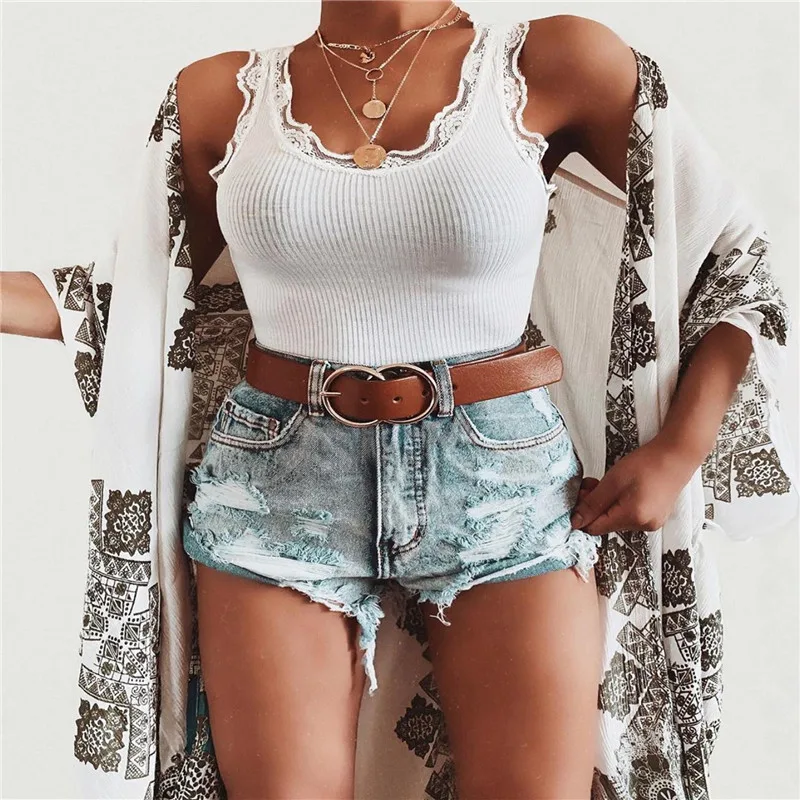 

2019 Summer Women Sexy Lace Tank Top Crop Vest Sleeveless White Femme Tops Bodycon Thin Slim Fitness Camis Women Clothing