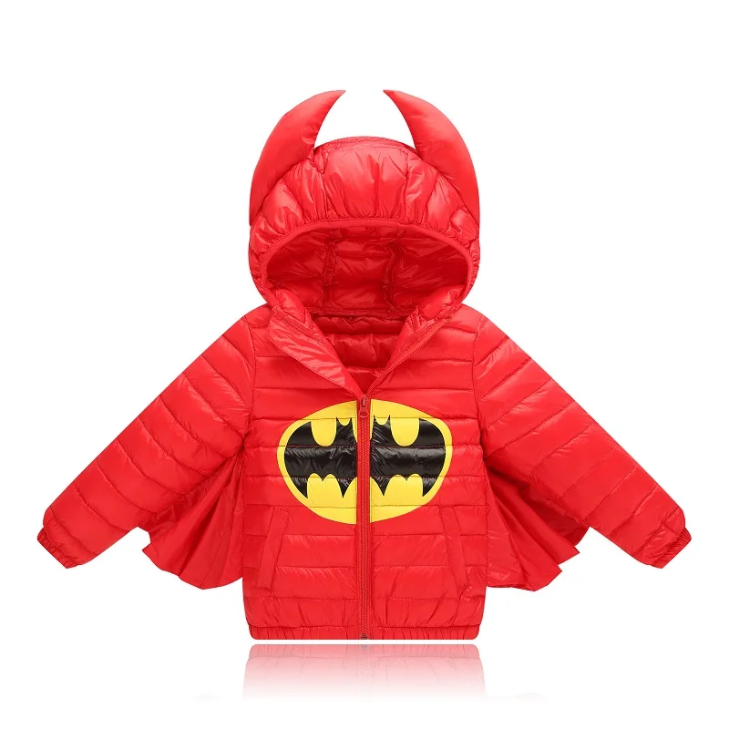 Куртка для маленьких мальчиков и девочек; осенне-зимнее теплое пуховое пальто; куртка; одежда Бэтмена; Рождественская детская одежда на Хэллоуин - Цвет: Red