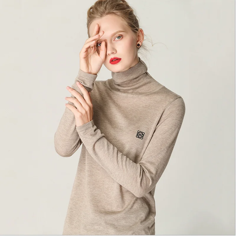 New style autumn winter sweater woman pure color soft comfortable pile collar bottom shirt self-cultivation knit sweater