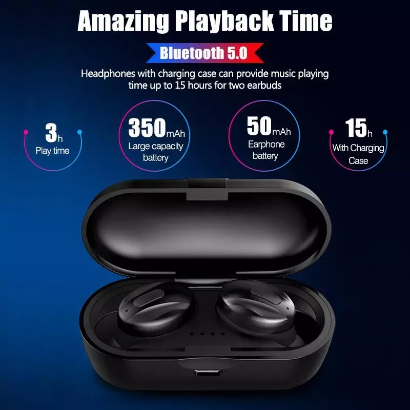 TWS 5.0 Bluetooth Earphone In Ear Mini wireless Earbuds HiFi Stereo Sport IP5 Waterproof Headset Headfree | Электроника