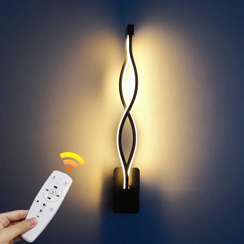 

Creative 16W 21W Wave Shape 3 Color Wall Lamp Features For Art Exhibition Industrial Decorative Sconces With Controller Switch