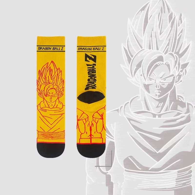 Men's Autumn Winter Cartoon Naruto Sasuke Dragon Z Ball Son Goku One Piece Luffy Cotton Happy Socks Japanese Anime Funny Socks - Цвет: E