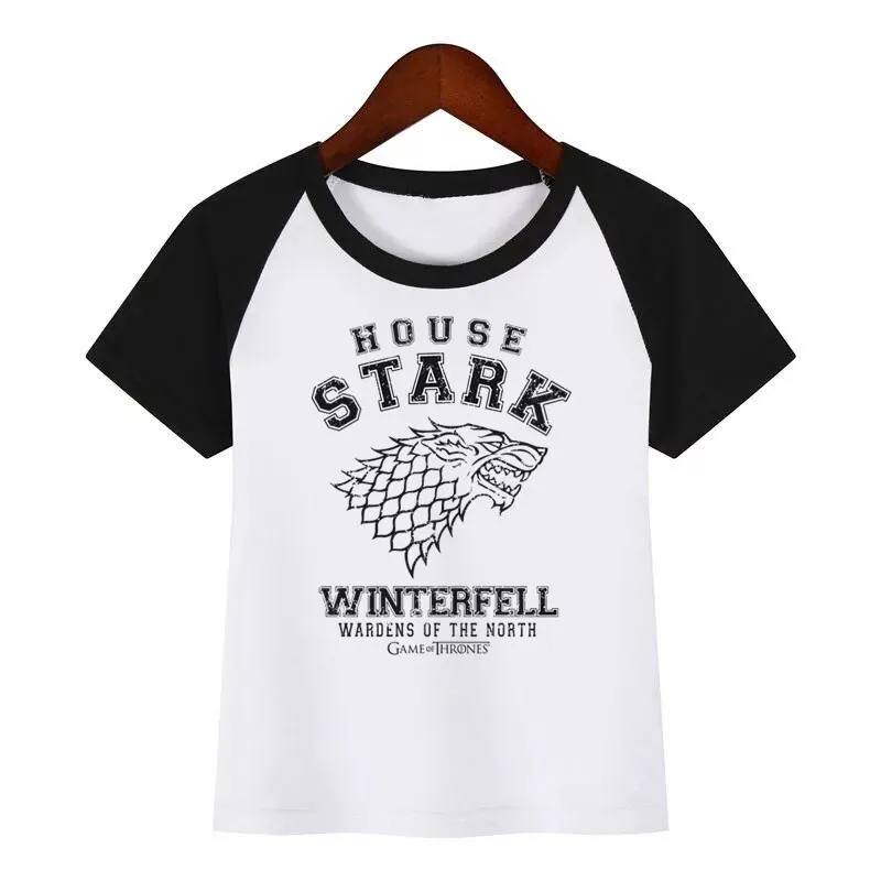 

Kids Cartoon Print T shirtgame of Thrones house stark Children Design Summer Tops Boys and Girls Casual Streetwear T-shirt