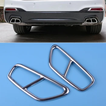 

DWCX 2pcs Chrome Stainless Rear Exhaust Throat Muffler Tail Pipe Strip Trim Cover End Tip fit for BMW 5 Series 2018