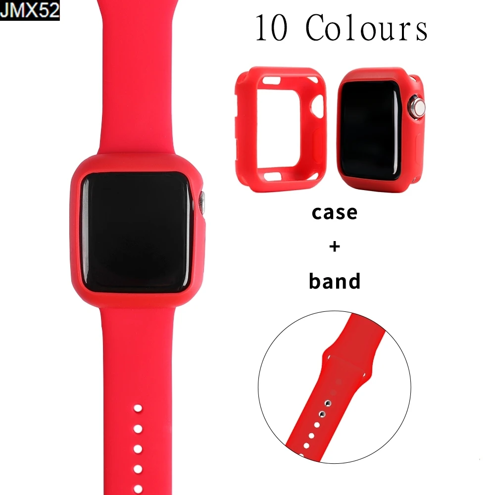 

Watchcase for Apple Watch 3 2 1 42MM 38MM Soft Silicone Strap for IWatch 4 5 40MM 44MM Watch Bumper Apple Watch Bands 42mm