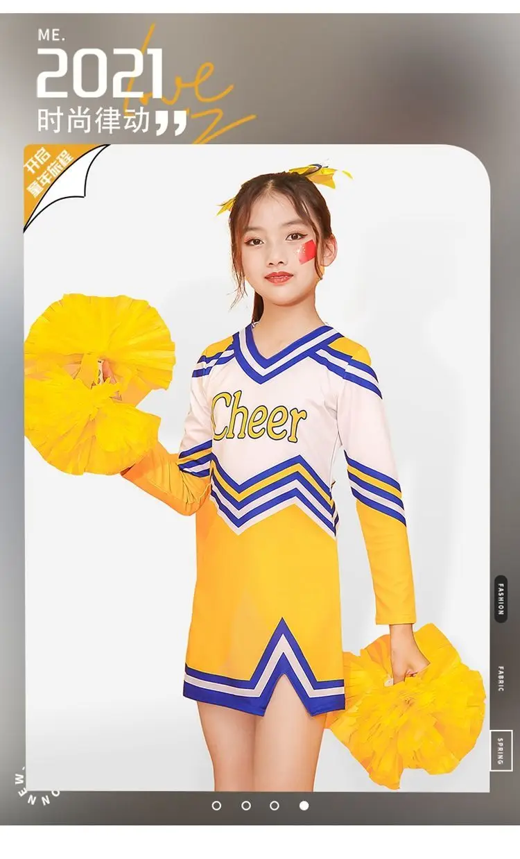 Description Picture 5 of item5Pcs/set Children Competition Cheerleaders Girl boy School Team Uniforms Kids Performance Costume Class Suit Kid Girl School Sui
