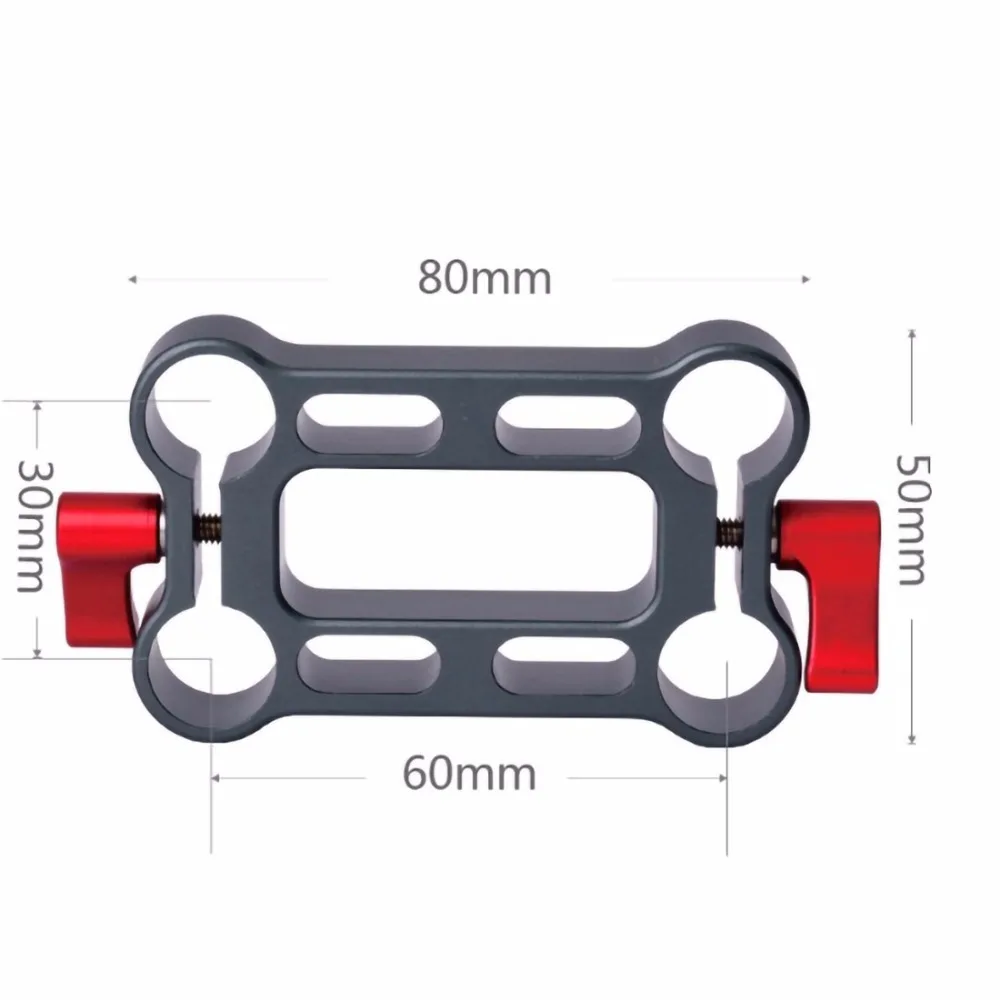 BGNing 4 отверстия со штангой 15 мм Смещение Райзер зажим для Камера клетка наплечный Риг для облегченной системы Системы Расширенный разъем красный винт с накатанной головкой