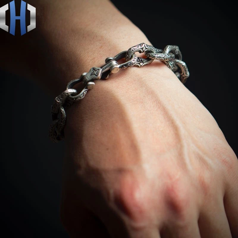 Дизайн с принтом "браслет из стерлингового серебра браслет 925 серебряный браслет женский мужской браслет