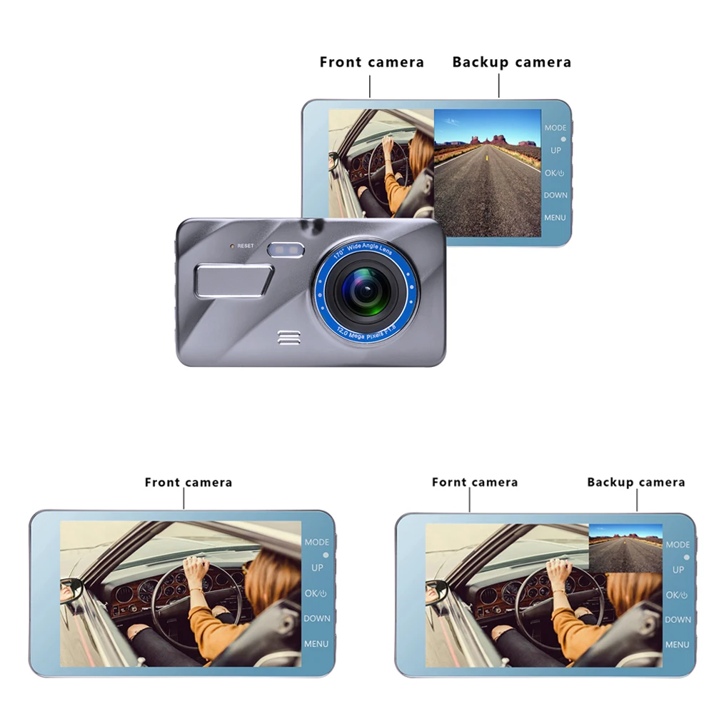 9Dash Cam New Dual Lens Car DVR Camera Full HD 1080P 4 IPS Front+Rear Mirror Night Vision Video Recorder Parking Monitor