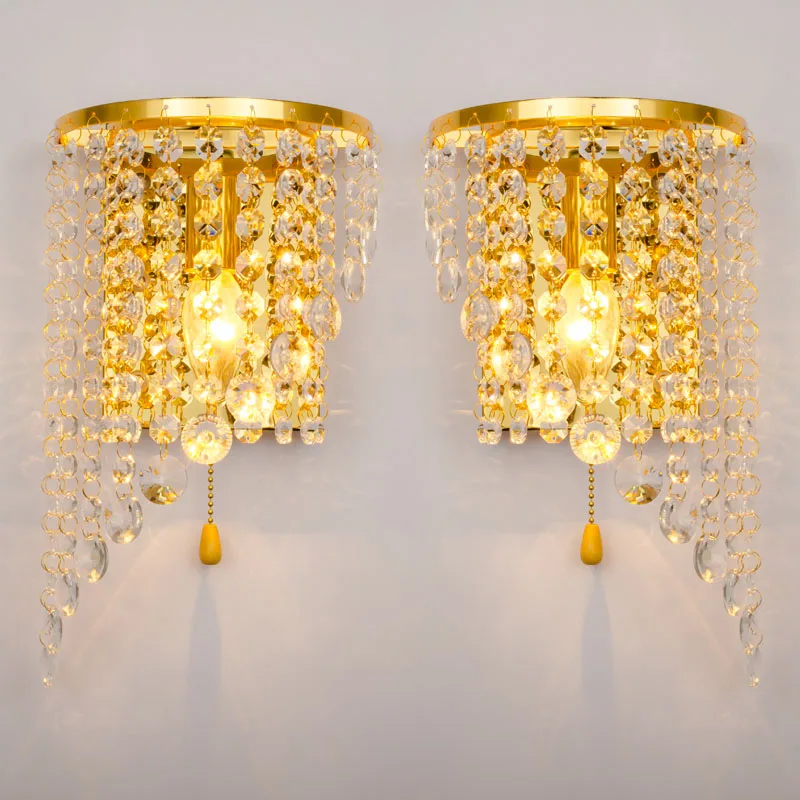 Светодиодный настенный светильник Современный простой золотой кристаллический зеркальный светильник для ванной комнаты креативный Американский прикроватный настенный светильник для гостиной s Iutdoor