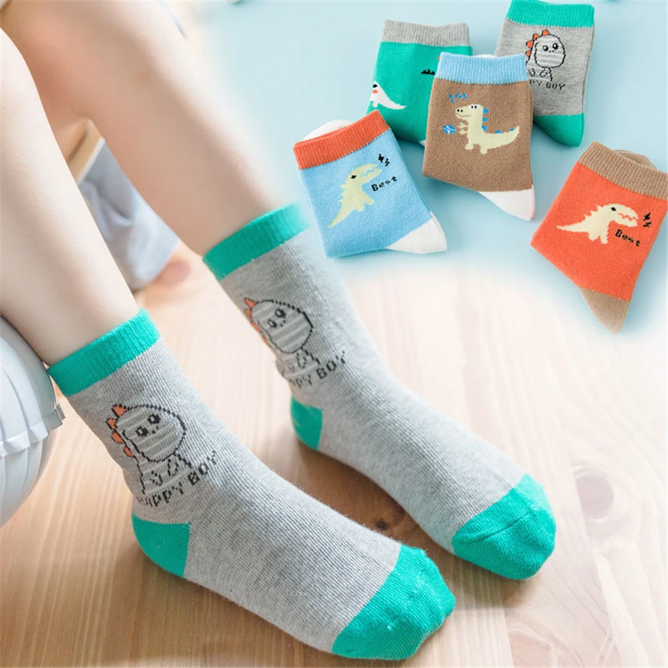 

5 Pair/Lot Quality Dinosaur Ship New Skarpetki Newborn Socks Kids Boy Knit Cotton Soft Girl Baby Socks Meia Infantil Miaoyoutong