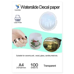 (100pcs/lot) no need coating oil / spray Laser clear/transparent Water Slide Waterslide Decal Paper Water Transfer Paper For Mug
