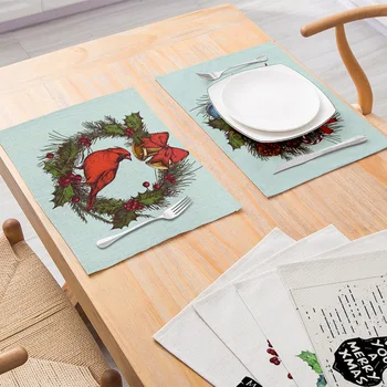 

4pcs/lot Kitchen Placemat Dining Table Mat Coaster Cotton Linen Polyester Pads Cup Bowl Coaster Decoration