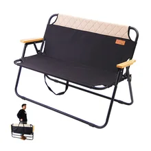 

Double Size Foldable Action Sofa Camping 2 Person Travel Camp Folding Chair Outdoor Portable Loveseat Bench