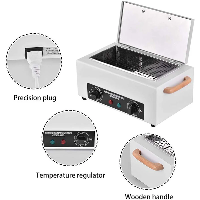 Nail Sterilizer Dry Heat Sterilization High Temperature Disinfection Box For Manicure Salon Equipment Nail Metal Tool NV-210