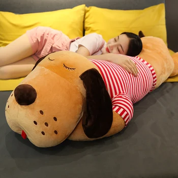 

1.1m Long Gaint Plush Dog Toy Lying Toy Dressed Soft Stuffed Animals Pillow Children Gifts Kawaii For Girls Birthday