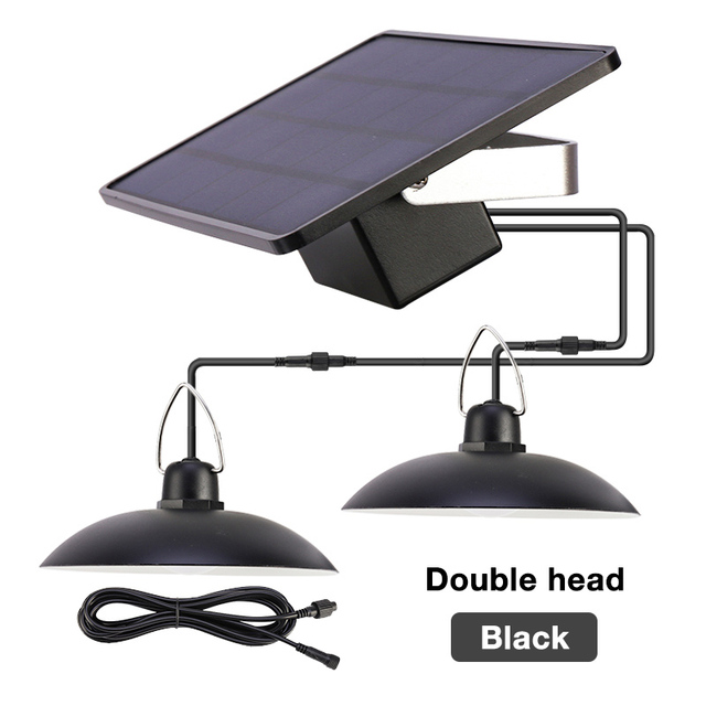 Solar Pendant Light Outdoor Indoor Solar power Lamp With Line Bulb Shed Light Lighting For Home Garden Yard Double Head Lamp
