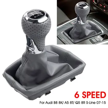 

6 Speed Car Manual Gear Shift Knob Gaiter Boot Cover PU Leather Lever Shifter For Audi A4 S4 B8 8K/ A5 8T/ Q5 8R S-Line