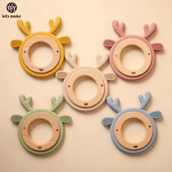 Let's Make 1Pcs Baby Oral Care Products Animal Elk Teether Food Grade BPA-Free Neonatal Molar Toy Teether Can DIY Pacifier Chain