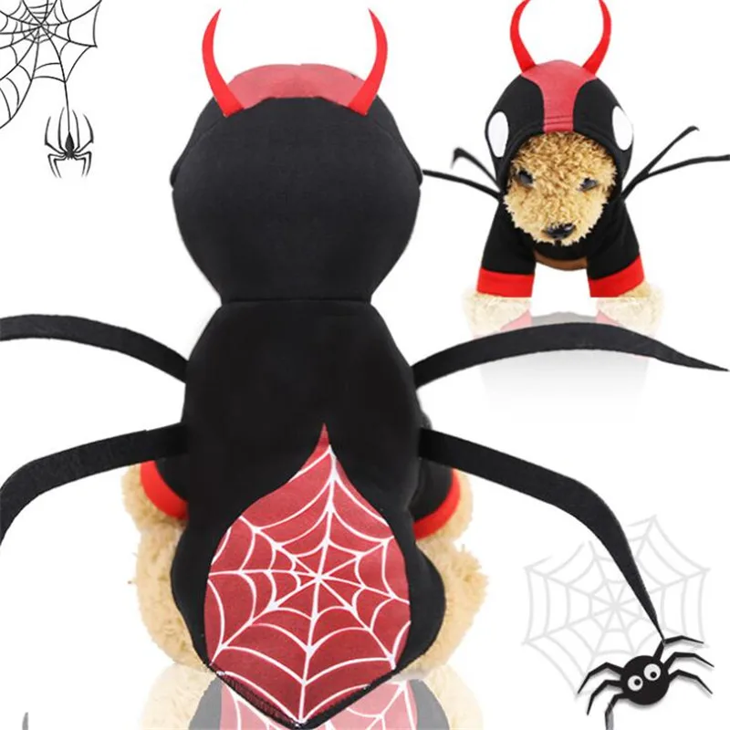 

Autumn winter Pet Dog Hoodies Clothes Halloween Spider Transformation Costumes With 4 Legs For Small Medium Dogs Cats