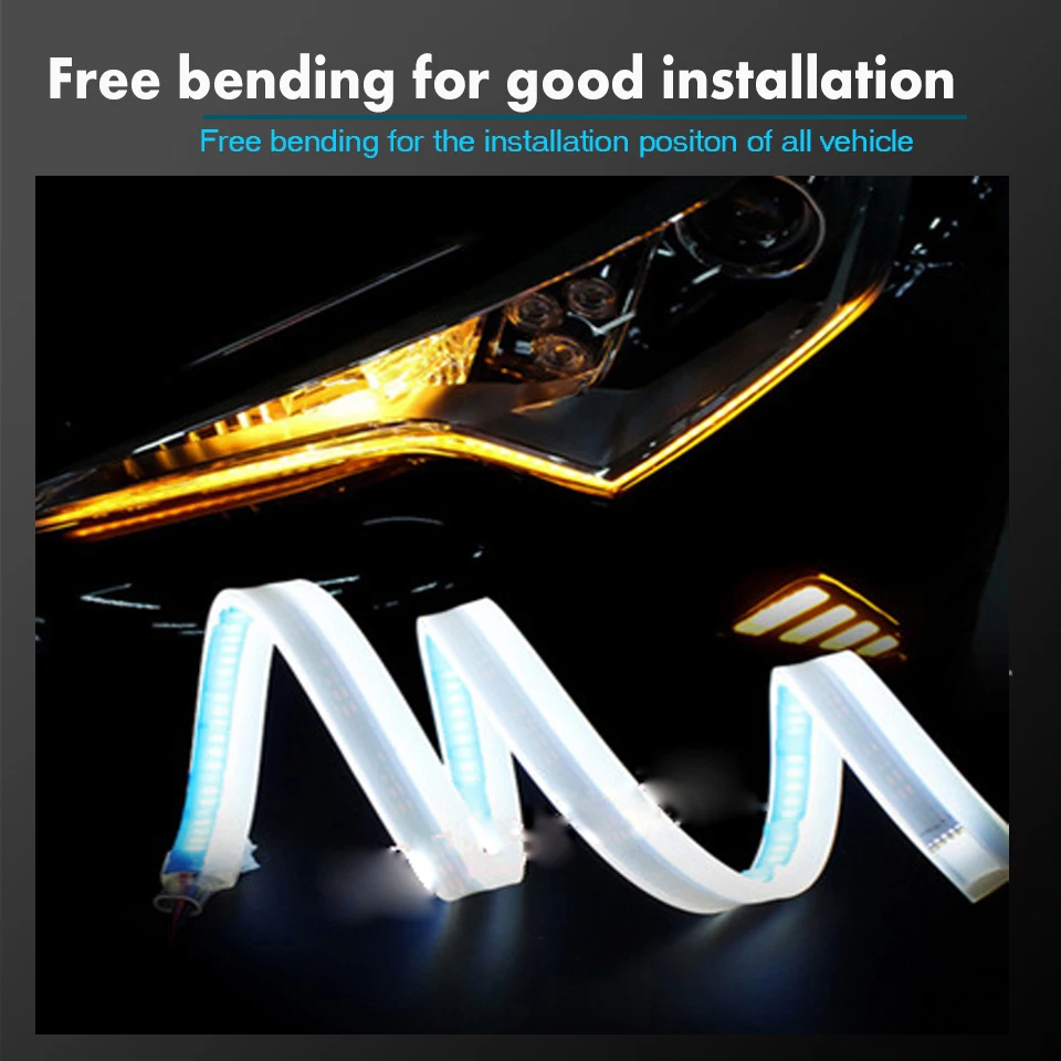 1pc Newest Cars DRL LED Daytime Running Lights Auto Flowing Turn Signal Guide Strip Headlight Assembly Car Styling Accessories 1pc Newest Cars DRL LED Daytime Running Lights Auto Flowing Turn Signal Guide Strip Headlight Assembly Car Styling Accessories