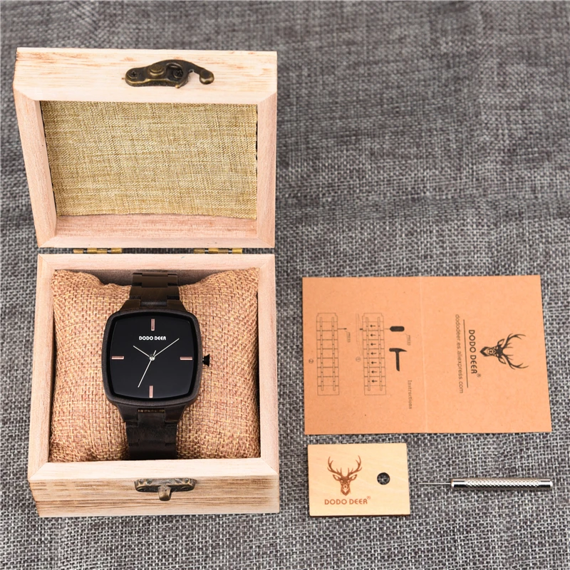 Relogio masculino DODO олень мужские часы дерево черное дерево часы Япония движение мужские t кварцевые наручные часы в деревянной коробке для мужчин s подарок OEM