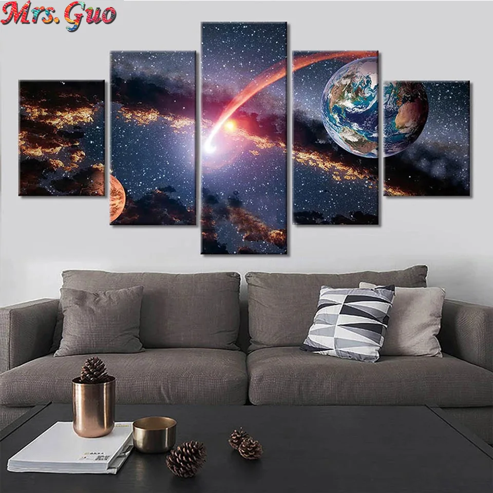 Space natural scenery 5 Piece Diy Diamond Painting Full Square Round Drill Mosaic Embroidery Sale Wall Decoration multi-picture | Дом и сад