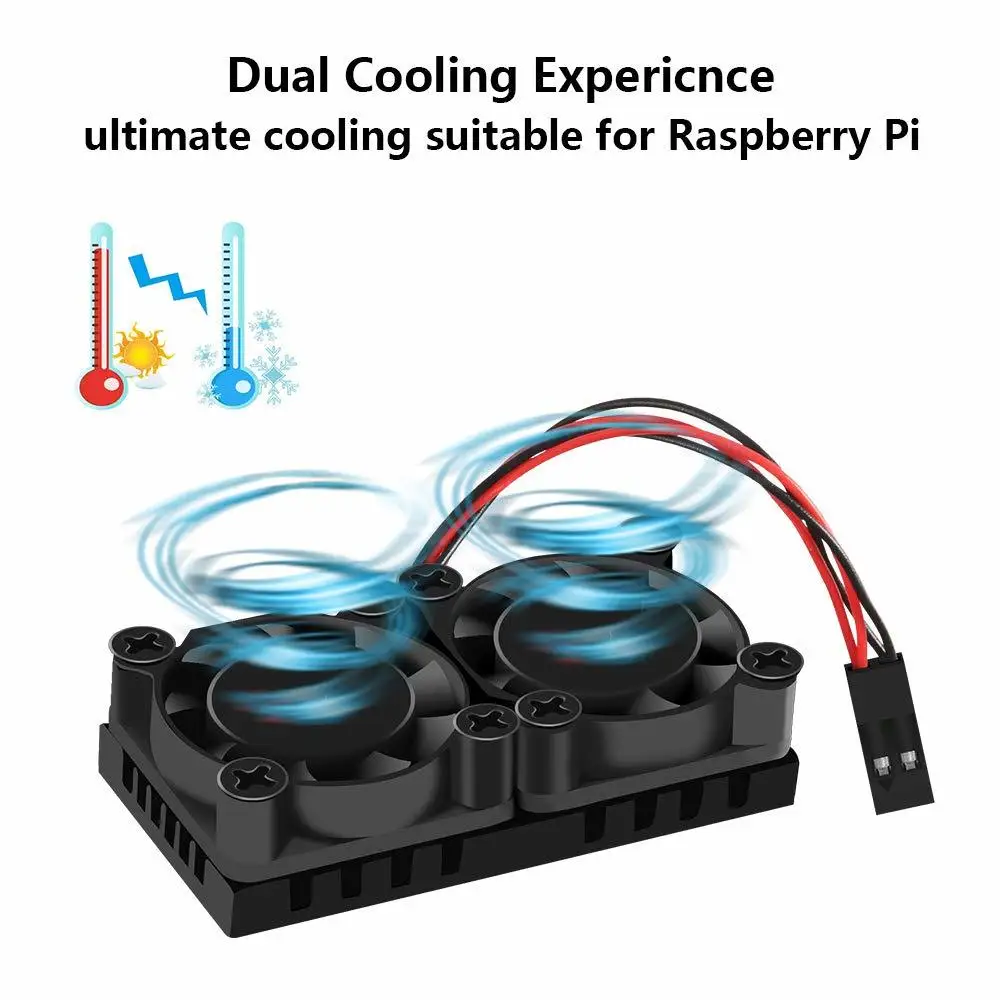 Aokin Raspberry Pi 4 Model B Dual Fan with Heatsink Ultimate Cooling Fan Cooler Optional for Raspberry Pi 3/3B+/4B
