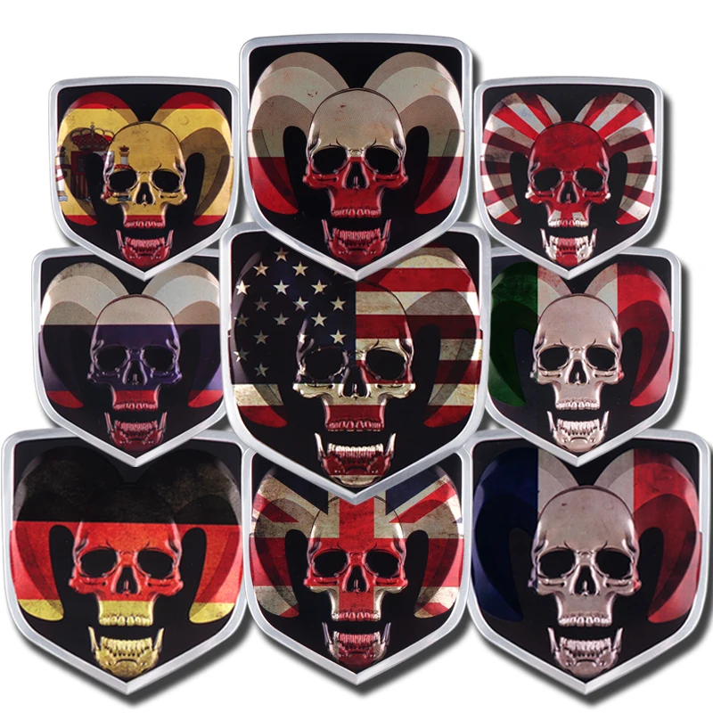 New 3D Aluminum Personality DIY Skull flag decoration Sticker for dodge Ram Caliber Journey Caravan Durango SRT car styling | Автомобили и