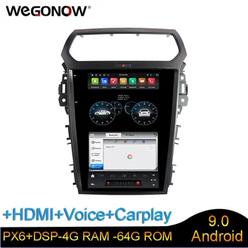 

DSP HDMI PX6 IPS Carplay voice control Tesla 12.1"Android 9.0 4GB RAM 64GB ROM auto radio GPS BT5.0 For Ford Explorer 2016-2019
