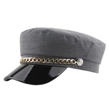 Модные темно-синие береты, английские повседневные однотонные береты с цепочкой, крутой берет, модный подарок на день рождения, праздник