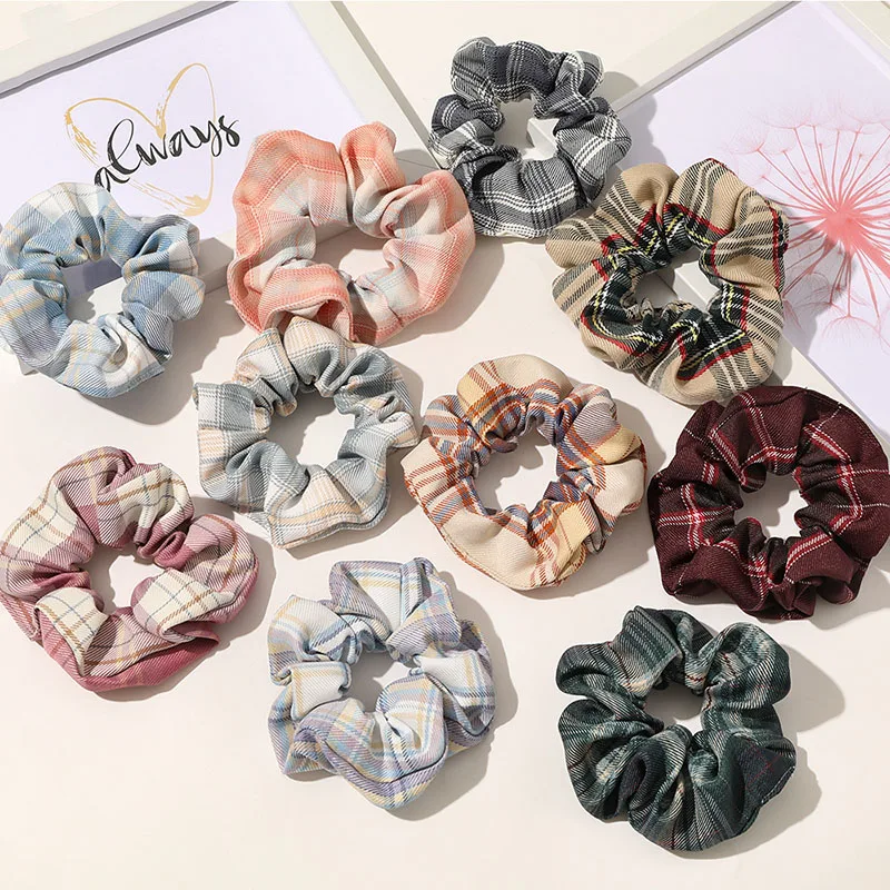 

Scrunchies Hair Ring Floral Plaid Hair Ties Rope Autumn Winter Women Ponytail Hair Accessories Vintage Girls Hairbands Gifts