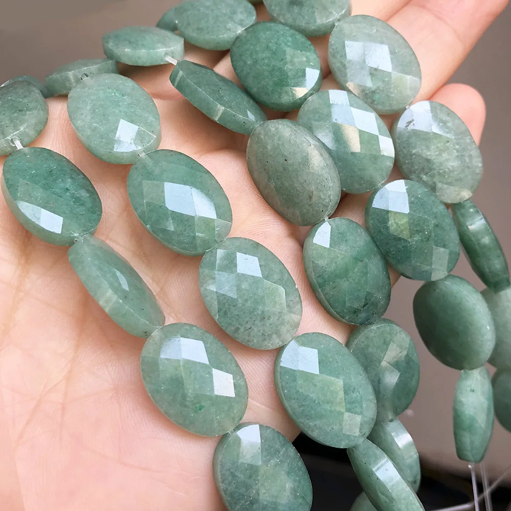 13*18mm Natural Oval Green Aventurine Jades Stone Beads Faceted Loose Spacer For Jewelry Making DIY Bracelets Accessories | Украшения и