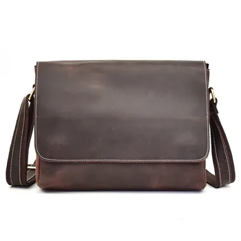 

Men's Leather Shoulder Bag Retro Messenger Bag Brown Flip Shoulder Bag