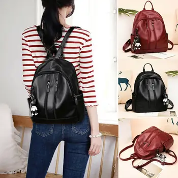 

Women Girls Mini Faux Leather Backpack Rucksack School Bag Travel New Fashion Casual Solid Waterproof Lady Backpack Shoulder