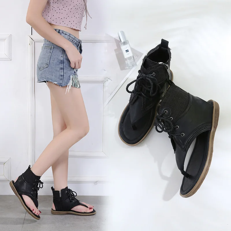 

2018 Summer New Style Rome Split Toe Sandals Versitile Fashion Casual Soft-Sole Rome WOMEN'S Shoes