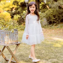 Праздничное платье для девочек; кружевное платье; детская одежда до колена; сезон весна-осень; платье принцессы с длинными рукавами; платья для свадебной вечеринки