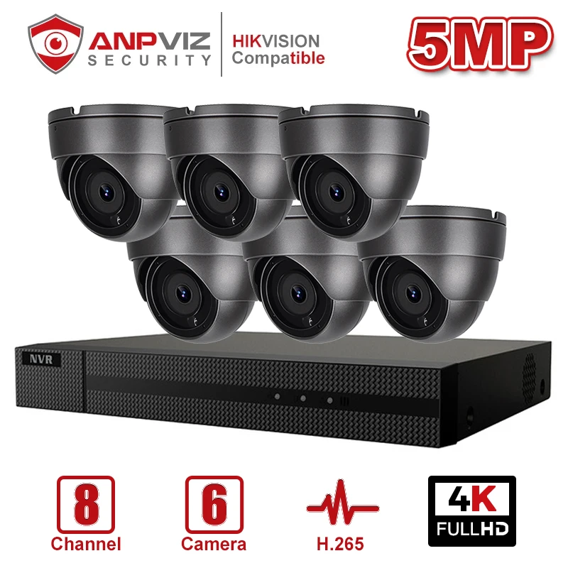 Anpviz 8CH 4K NVR 5MP белый/серый POE IP камера комплект ONVIF домашние/наружные системы