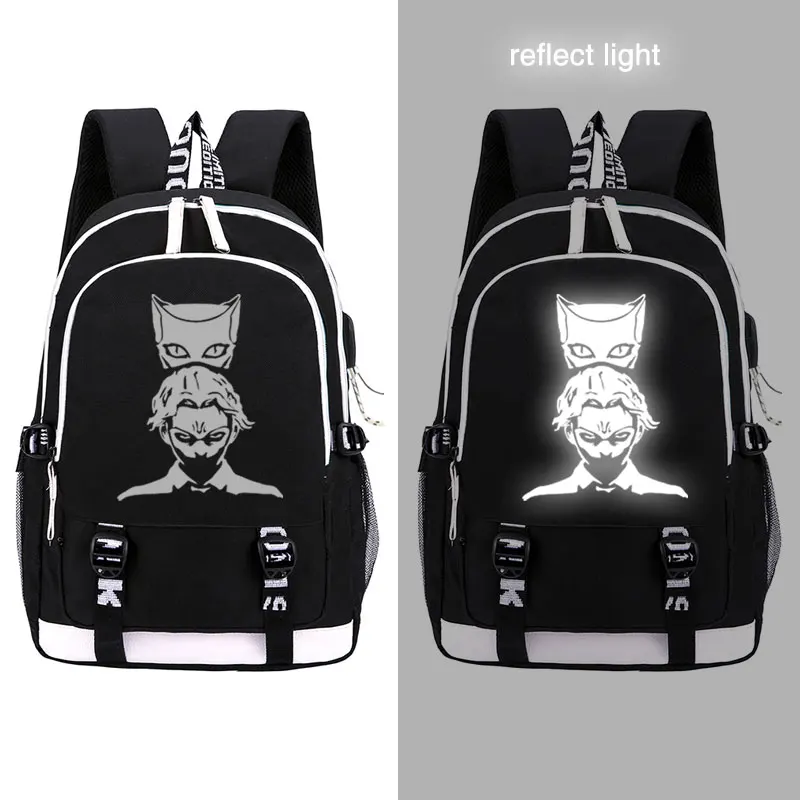 WANHONGYUE JoJo’s Bizarre Adventure Anime Backpack Laptop School Bag Student Bookbag Cosplay Daypack Rucksack Bag with USB Charging Port 1225/1
