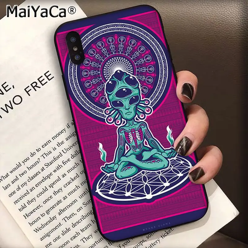 MaiYaCa Trippy Tie Dye Peace Alien силиконовый черный чехол для телефона для Apple iphone 11 pro 8 7 66S Plus X XS MAX 5S SE XR чехол s - Цвет: A4