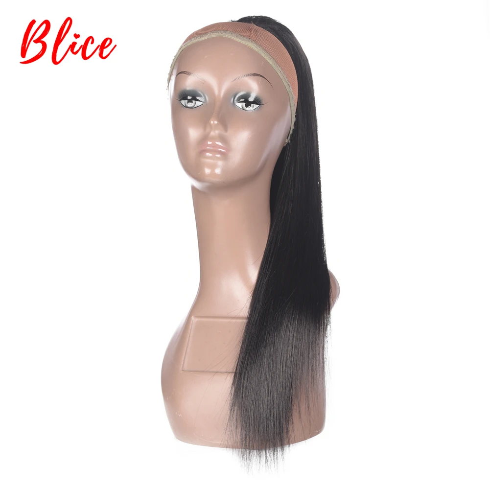 

Blice 30" Drawstring Heat Resistant Synthetic Long Silky Straight Hair With Two Plastic Combs Ponytail Extension Black Brown