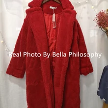 Bella philosophy Wonder Новое теплое длинное пальто из искусственного меха с длинным рукавом женское толстое пальто с мишкой Тедди Повседневная Свободная верхняя одежда больших размеров
