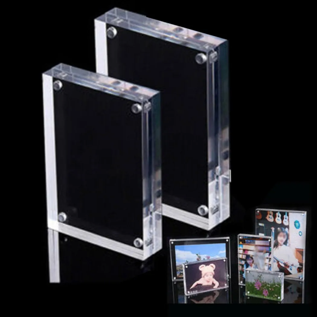 Clear Photo Frame Stand Bedroom Magnetic Transparent Acrylic Picture Useful 