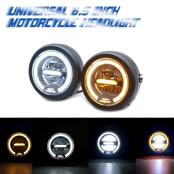 

1 Pc Universal 6.5 Inch Motorcycle LED Headlight DRL Headlamp High Quality For Cafe Racer Daytime Running Headlight Accessories